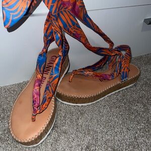 Tie up platform sandals